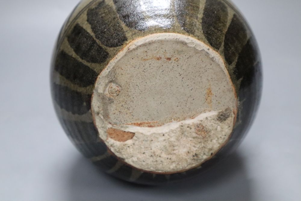 Ursula Mommens 1908-2010, brown stoneware bottle vase, impressed seal mark, 28cm